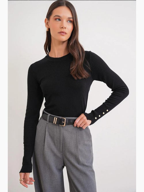 Pull en tricot à col rond et coupe slim mixray - Kiabi Pull en tricot à col rond et coupe slim mixray - Kiabi