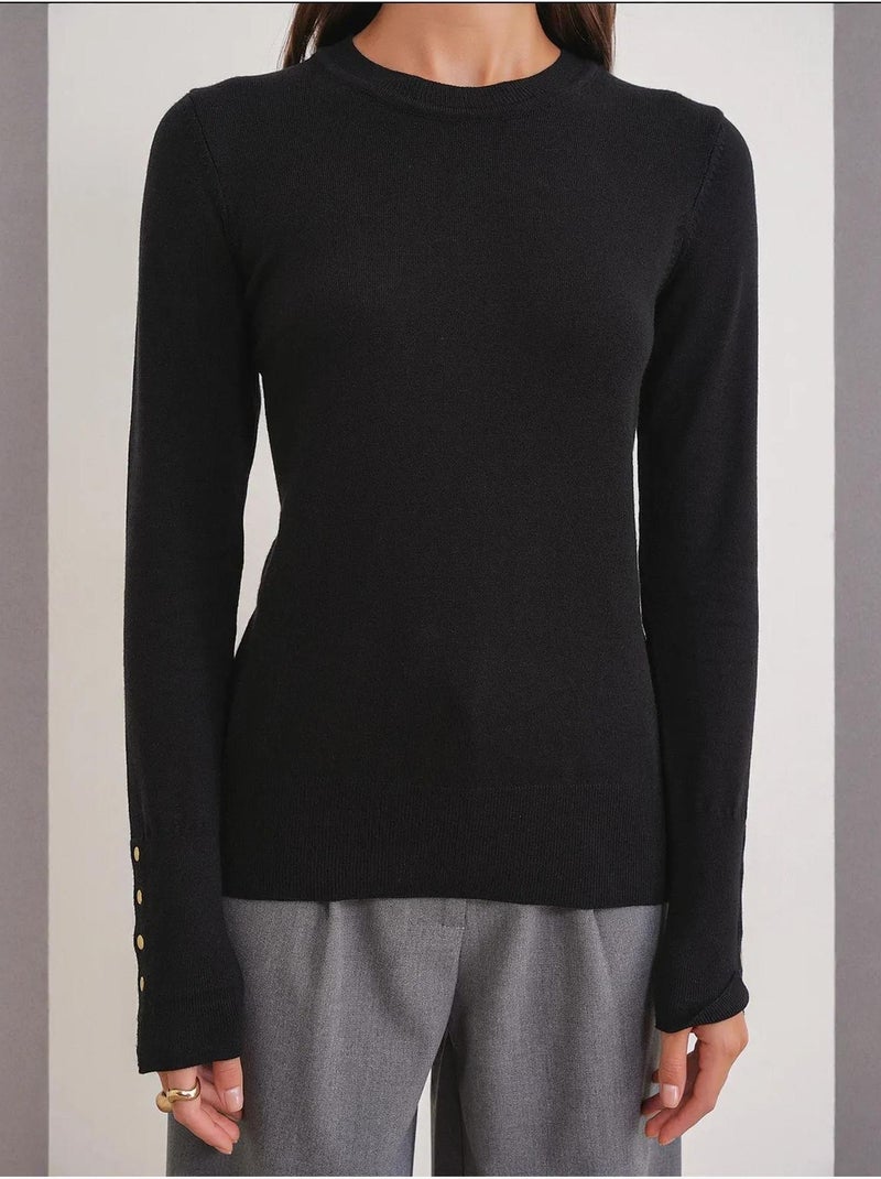 Pull en tricot à col rond et coupe slim mixray Noir - Kiabi