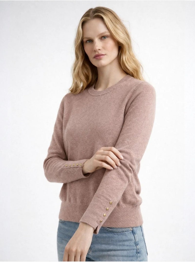 Pull en tricot à col rond et coupe slim mixray Vieux rose - Kiabi