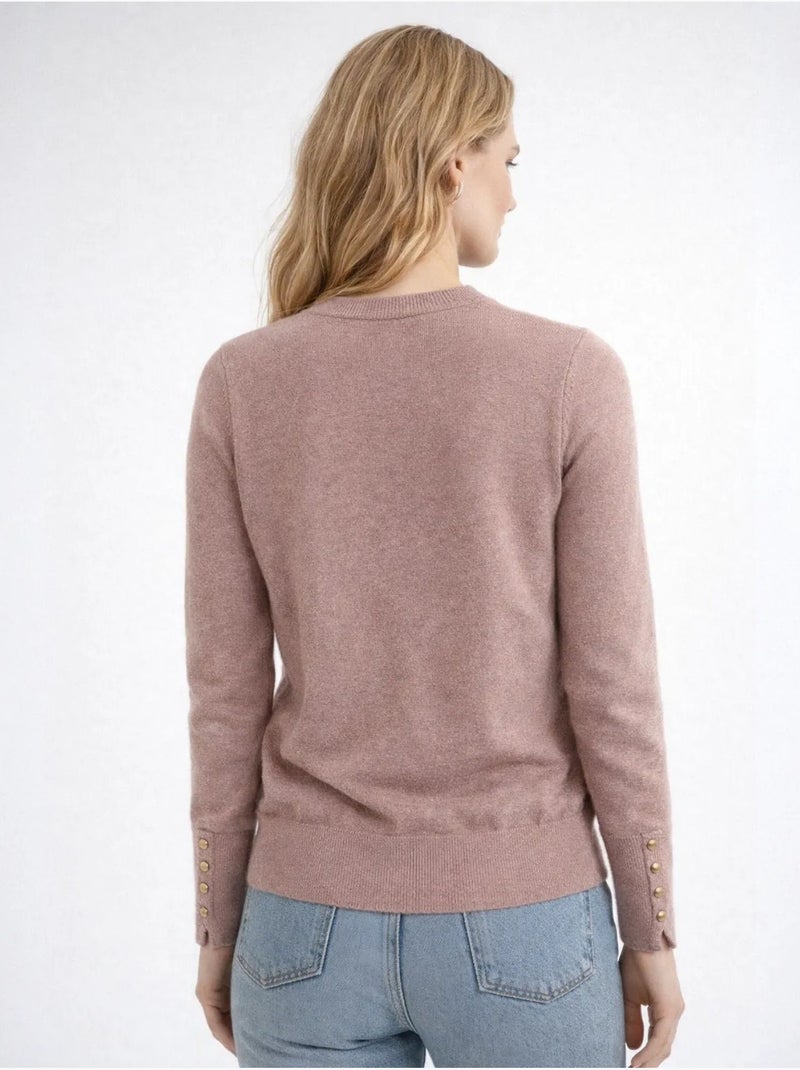 Pull en tricot à col rond et coupe slim mixray Vieux rose - Kiabi