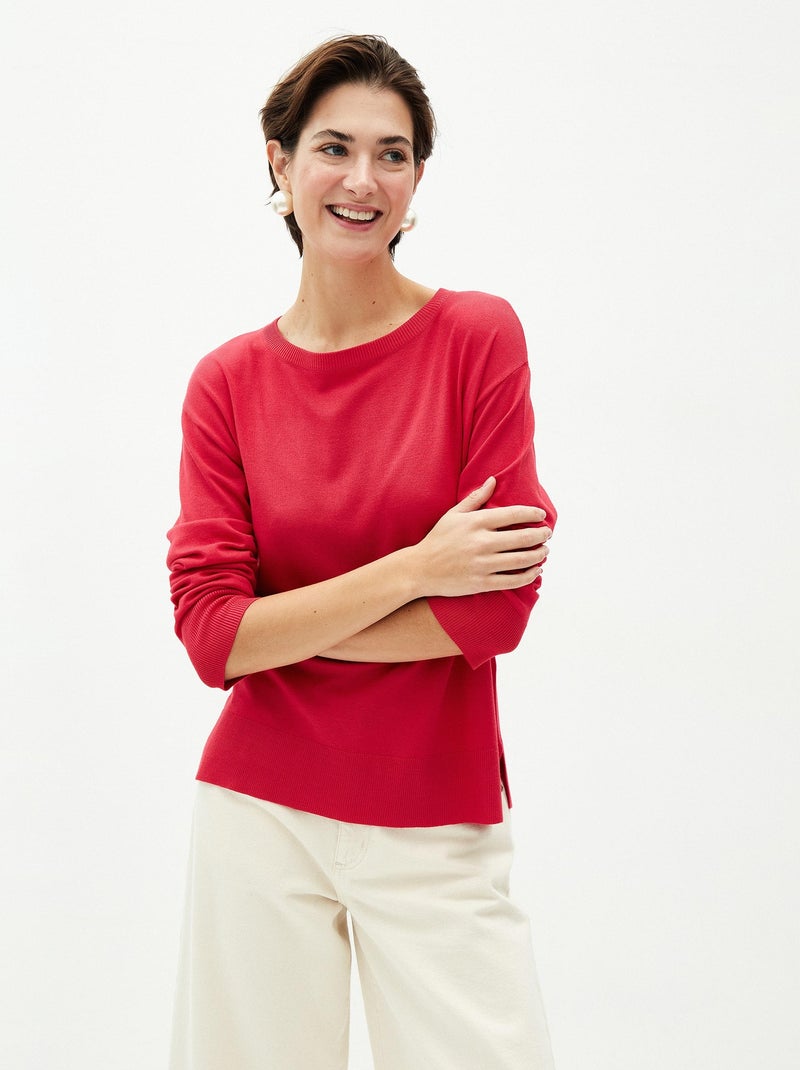 Pull en tricot à col rond Rose - Kiabi