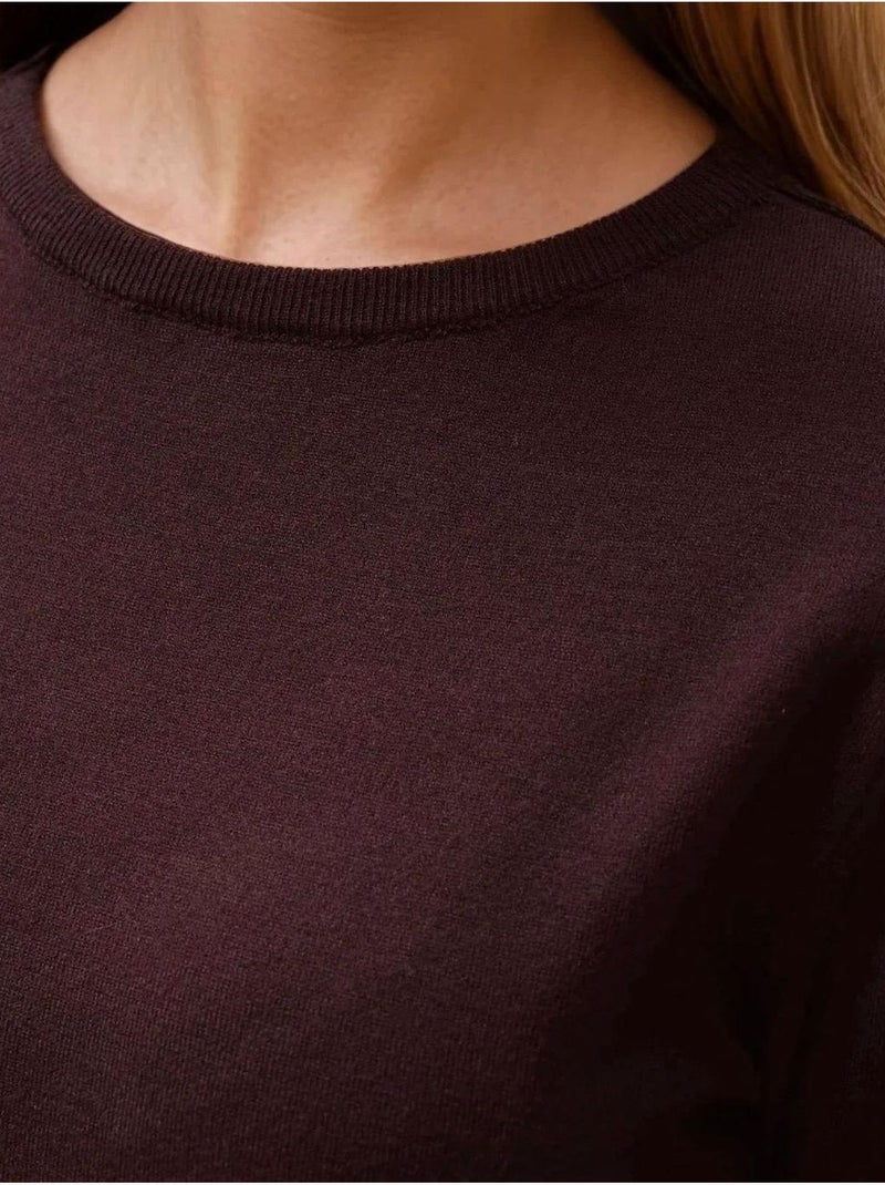 Pull en tricot à col rond Rouge cachemire - Kiabi