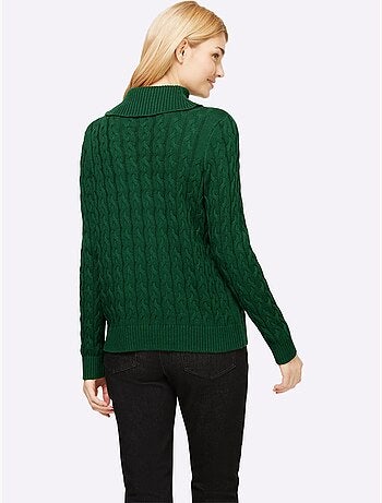 Pull en tricot à col roulé avec motif torsadé classique - taille standard - helline