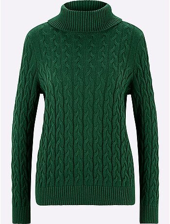 Pull en tricot à col roulé avec motif torsadé classique - taille standard - helline