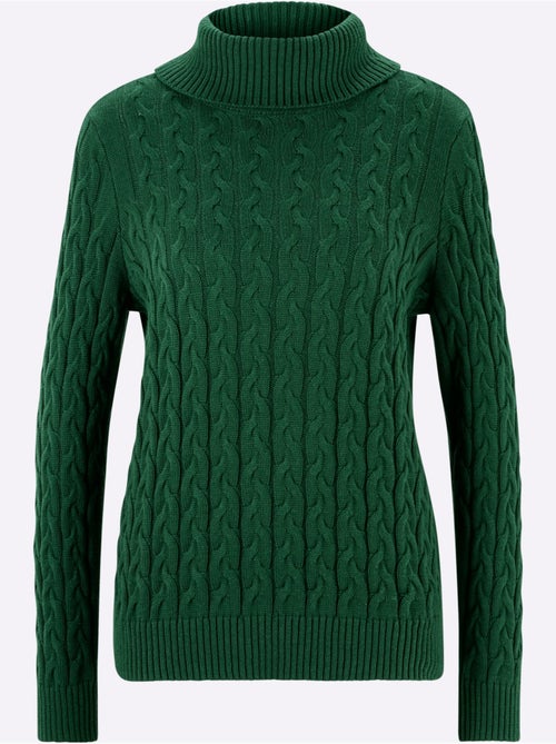 Pull en tricot à col roulé avec motif torsadé classique - taille standard - helline - Kiabi