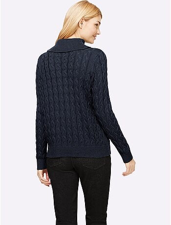 Pull en tricot à col roulé avec motif torsadé classique - taille standard - helline