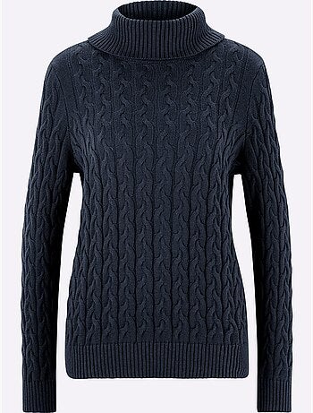Pull en tricot à col roulé avec motif torsadé classique - taille standard - helline