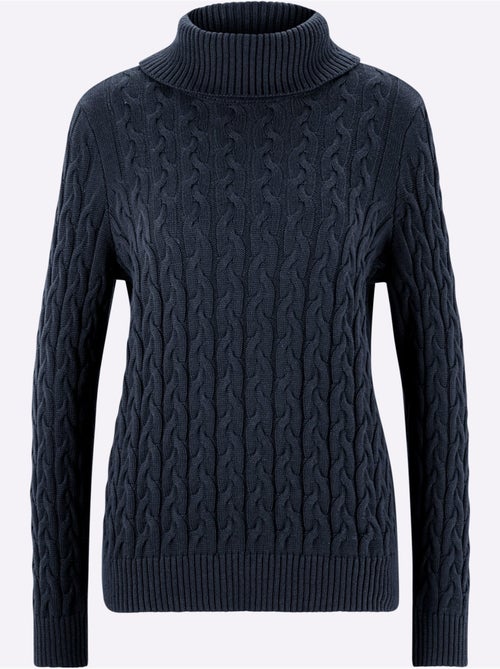 Pull en tricot à col roulé avec motif torsadé classique - taille standard - helline - Kiabi
