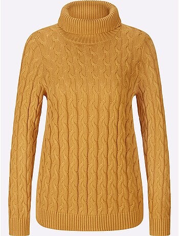Pull en tricot à col roulé avec motif torsadé classique - taille standard - helline