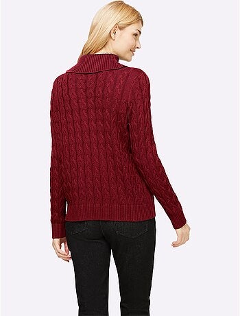 Pull en tricot à col roulé avec motif torsadé classique - taille standard - helline