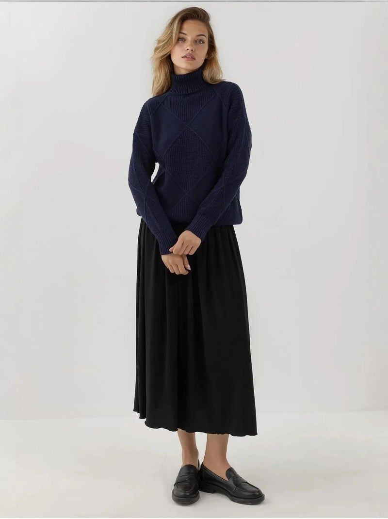 Pull en tricot à col roulé Bleu foncé - Kiabi