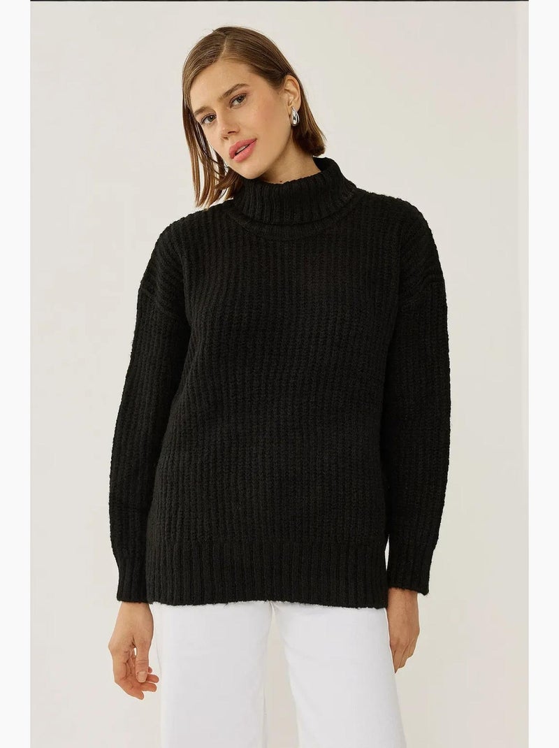 Pull en tricot à col roulé hiccup Noir - Kiabi