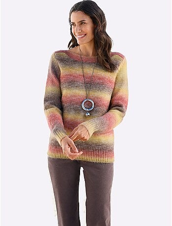 Pull en tricot à col U et manches longues en grosses mailles - Taille standard - Witt