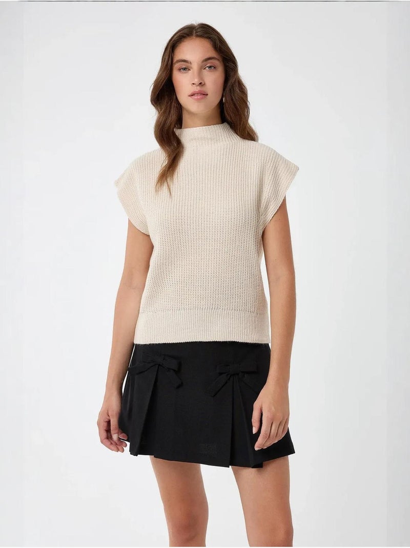 Pull en tricot à demi-col roulé Beige naturel - Kiabi