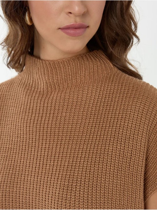 Pull en tricot à demi-col roulé - Kiabi