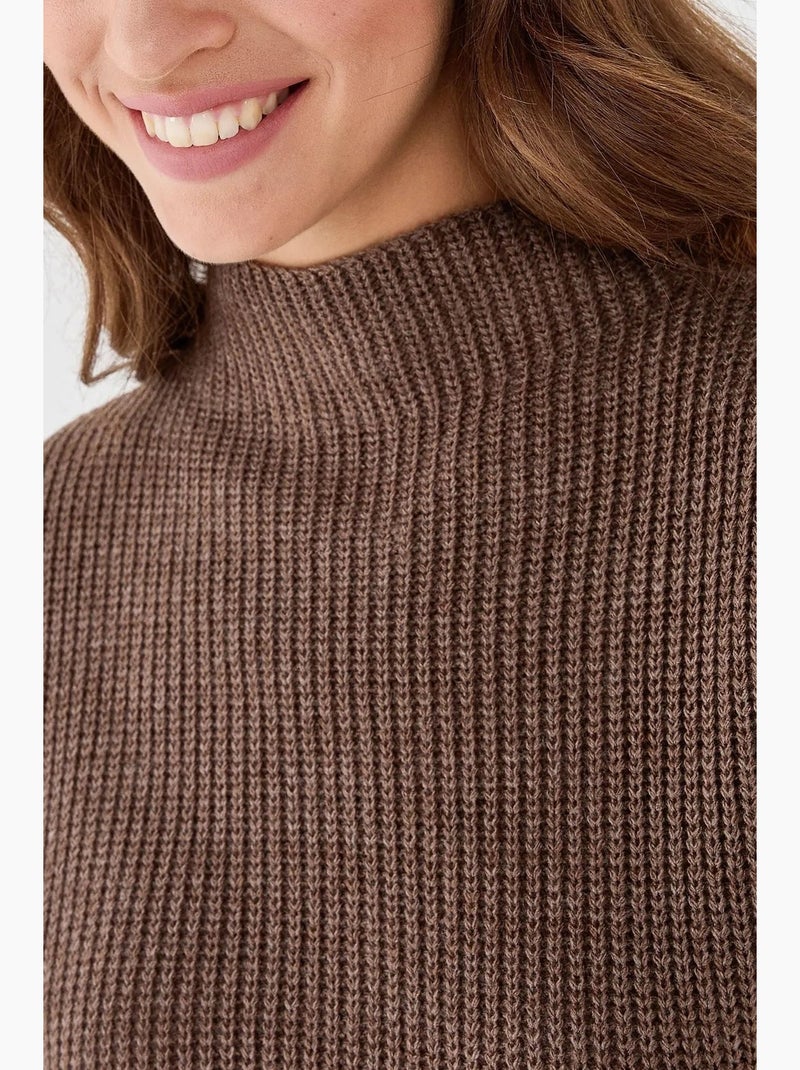 Pull en tricot à demi-col roulé hiccup Marron - Kiabi