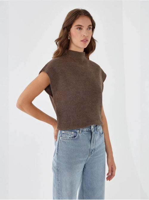 Pull en tricot à demi-col roulé - Kiabi