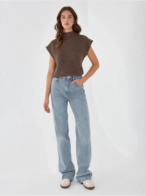 Pull en tricot à demi-col roulé - Kiabi