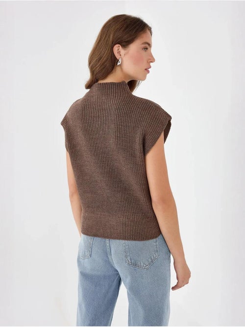 Pull en tricot à demi-col roulé - Kiabi