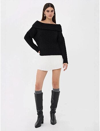 Pull en tricot à épaules dénudées