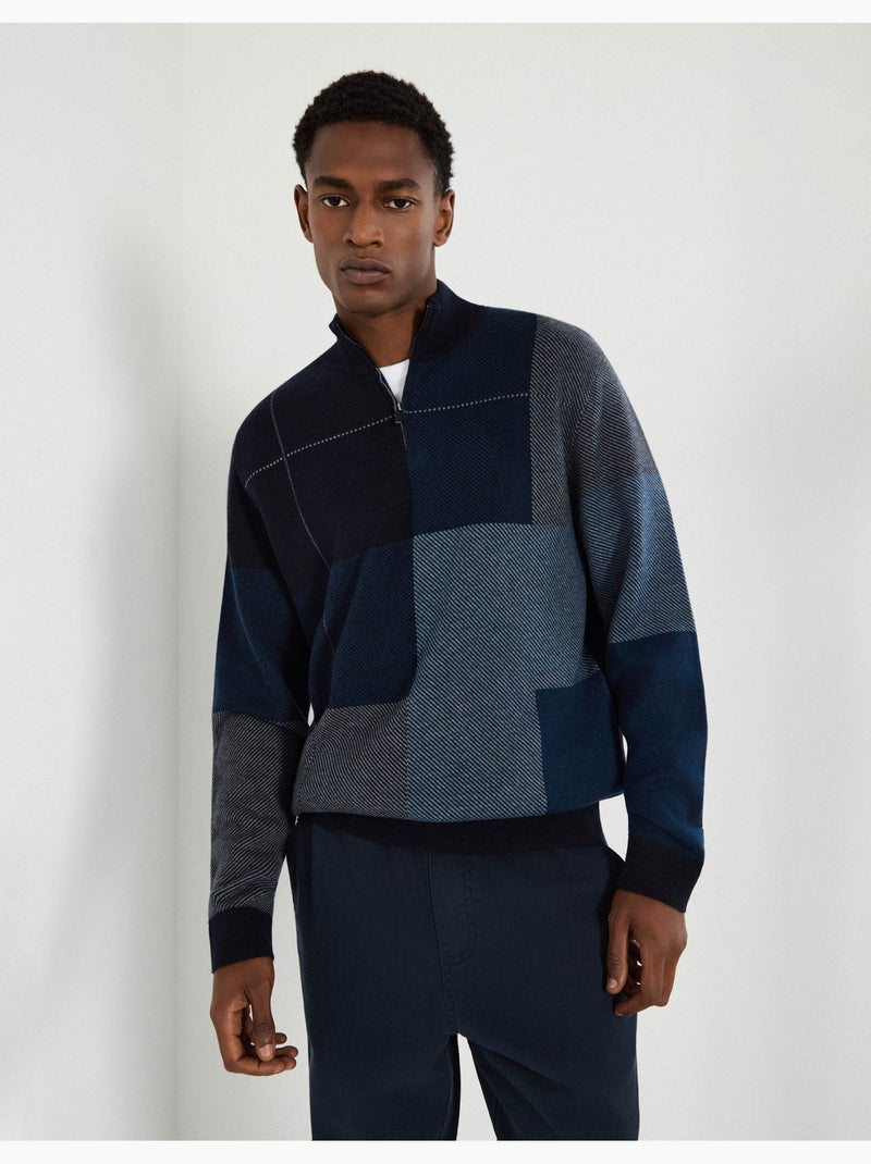 Pull en tricot à fermeture éclair Fair Isle en sable - Retro, Indie and