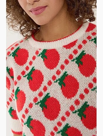 Pull en tricot à manches courtes à motifs hiccup