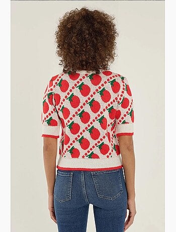 Pull en tricot à manches courtes à motifs hiccup