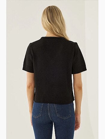 Pull en tricot à manches courtes et col en v hiccup