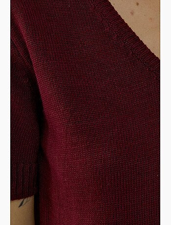 Pull en tricot à manches courtes et col en v hiccup