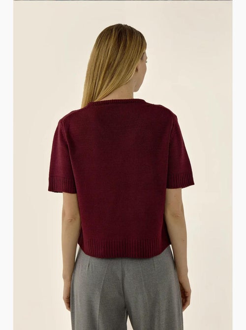 Pull en tricot à manches courtes et col en v hiccup - Kiabi Pull en tricot à manches courtes et col en v hiccup - Kiabi