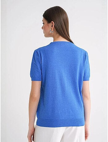 Pull en tricot à manches courtes et col ras du cou mixray