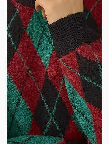 Pull en tricot à manches longues et motifs géométriques bdart