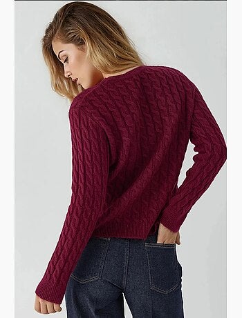 Pull en tricot à tresses épaisses et col ras du cou hiccup