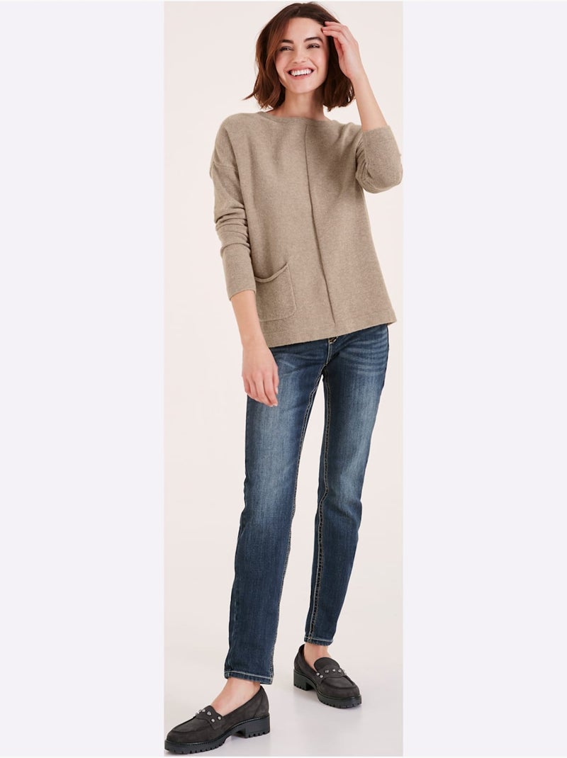 Pull En Tricot Agréables à Porter - Taille Standard - Helline Gris taupe - Kiabi