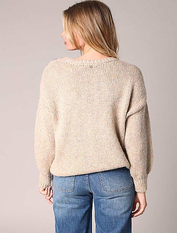 Pull en tricot avec boutons décoratifs 'Deeluxe'
