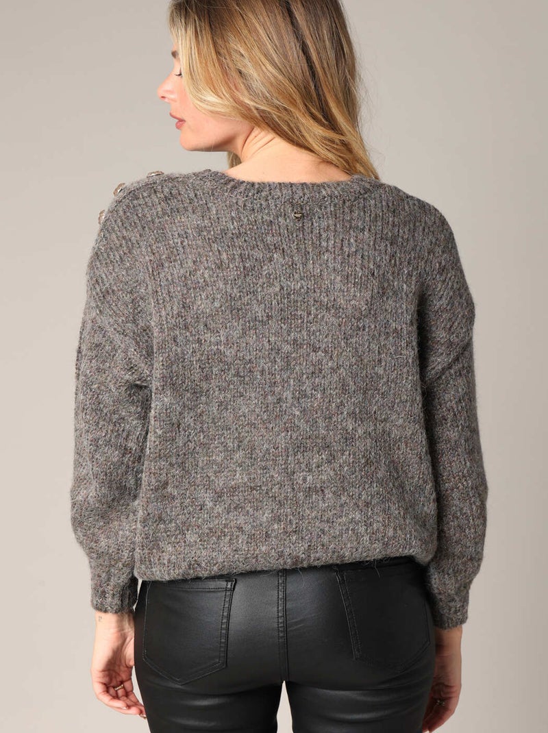 Pull en tricot avec boutons décoratifs 'Deeluxe' Gris - Kiabi