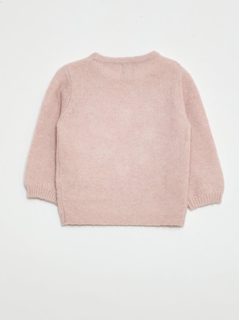 Pull en tricot avec broderie Rose - Kiabi
