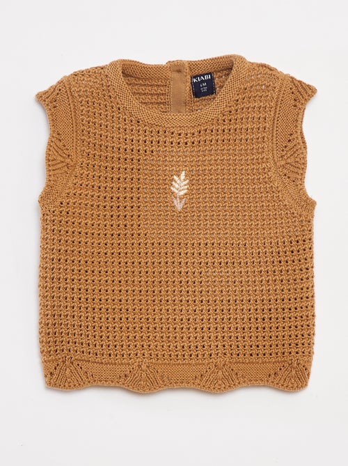 Pull en tricot avec broderies à fleurs - Kiabi