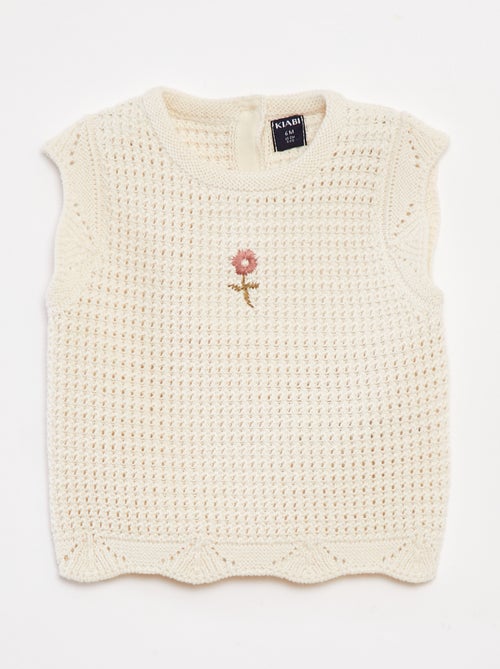 Pull en tricot avec broderies à fleurs - Kiabi
