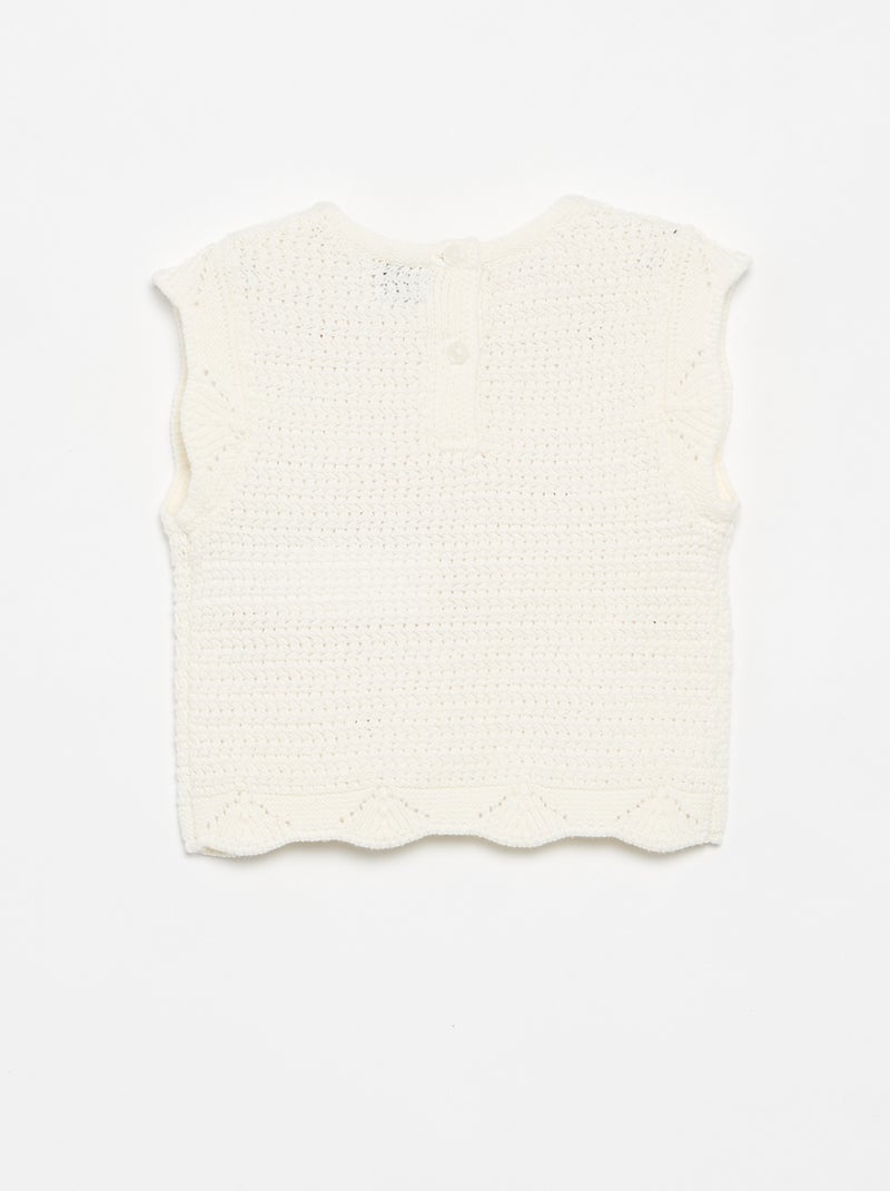 Pull en tricot avec broderies 'cœurs' Blanc - Kiabi