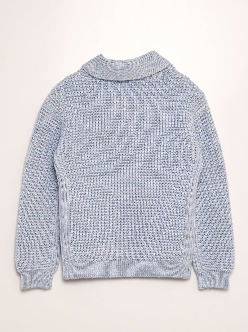 Pull en tricot avec col châle Bleu - Kiabi