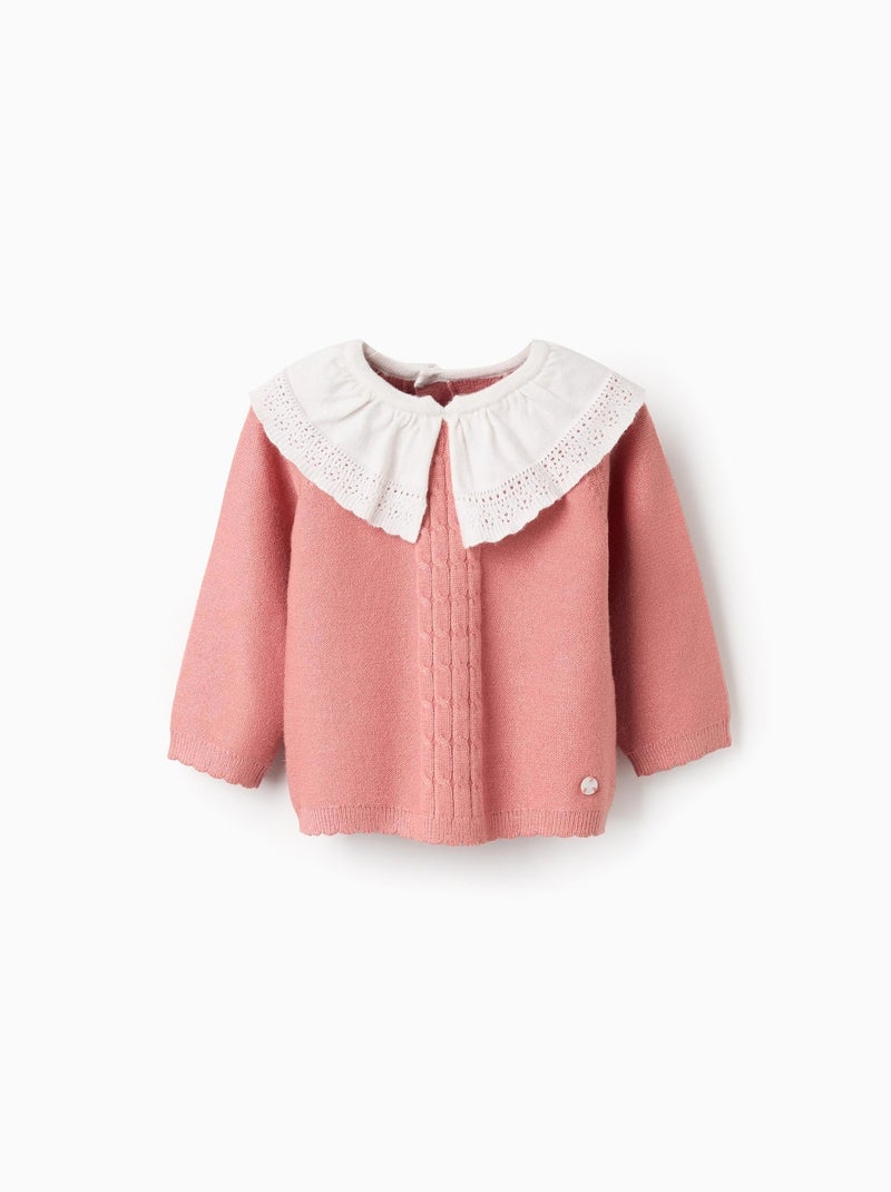 Pull en Tricot avec Col Maxi Rose - Kiabi