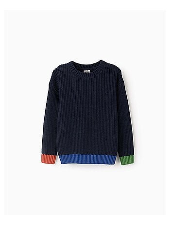 Pull en Tricot avec des Détails Colorés