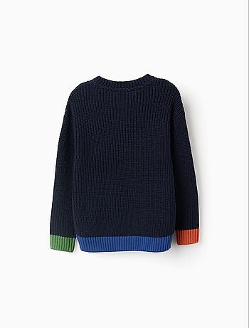 Pull en Tricot avec des Détails Colorés
