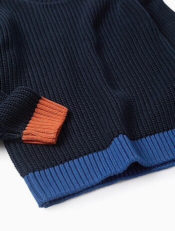 Pull en Tricot avec des Détails Colorés