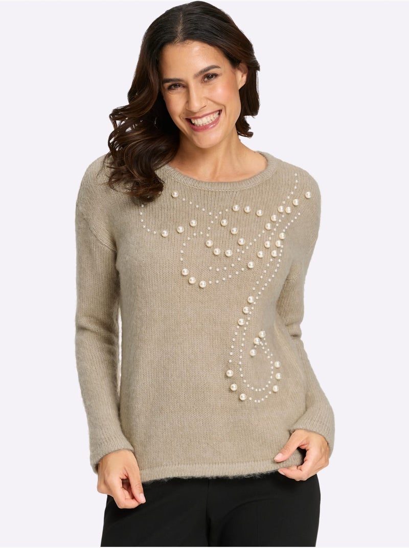 Pull En Tricot Avec Laine - Taille Standard - Witt Sable - Kiabi