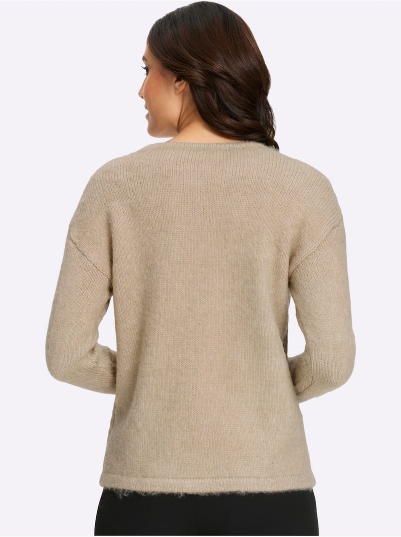 Pull En Tricot Avec Laine - Taille Standard - Witt Sable - Kiabi