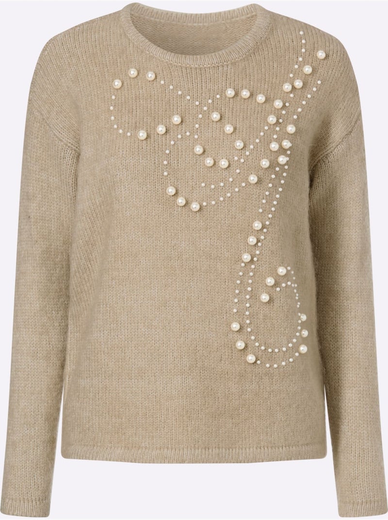 Pull En Tricot Avec Laine - Taille Standard - Witt Sable - Kiabi