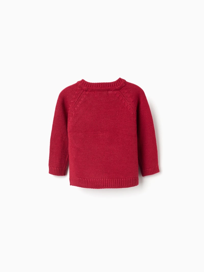 Pull en tricot avec renne en jacquard Rouge foncé - Kiabi
