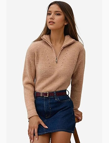 Pull en tricot basique avec col zippé hiccup